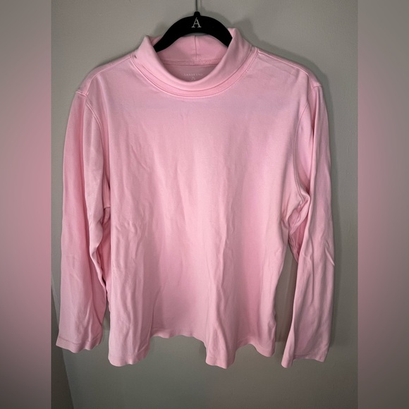 Lands' End Tops - Lands’ End Pink Mock Neck Long Sleeve Shirt 100% Cotton Women’s Size XL
